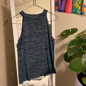 High neck tank top (Blue)